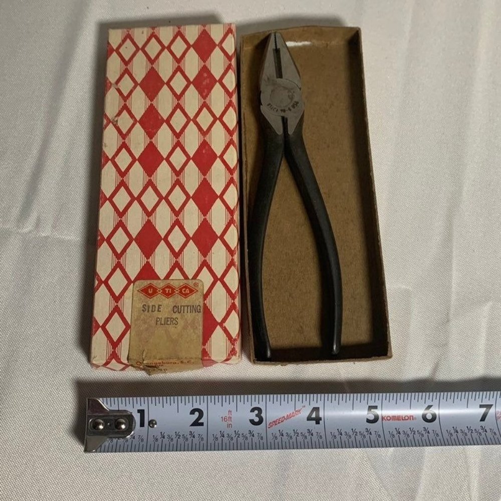 Vintage Utica Side Cutting Pliers with Box 50-6 U14616 Electricians Shop Tool